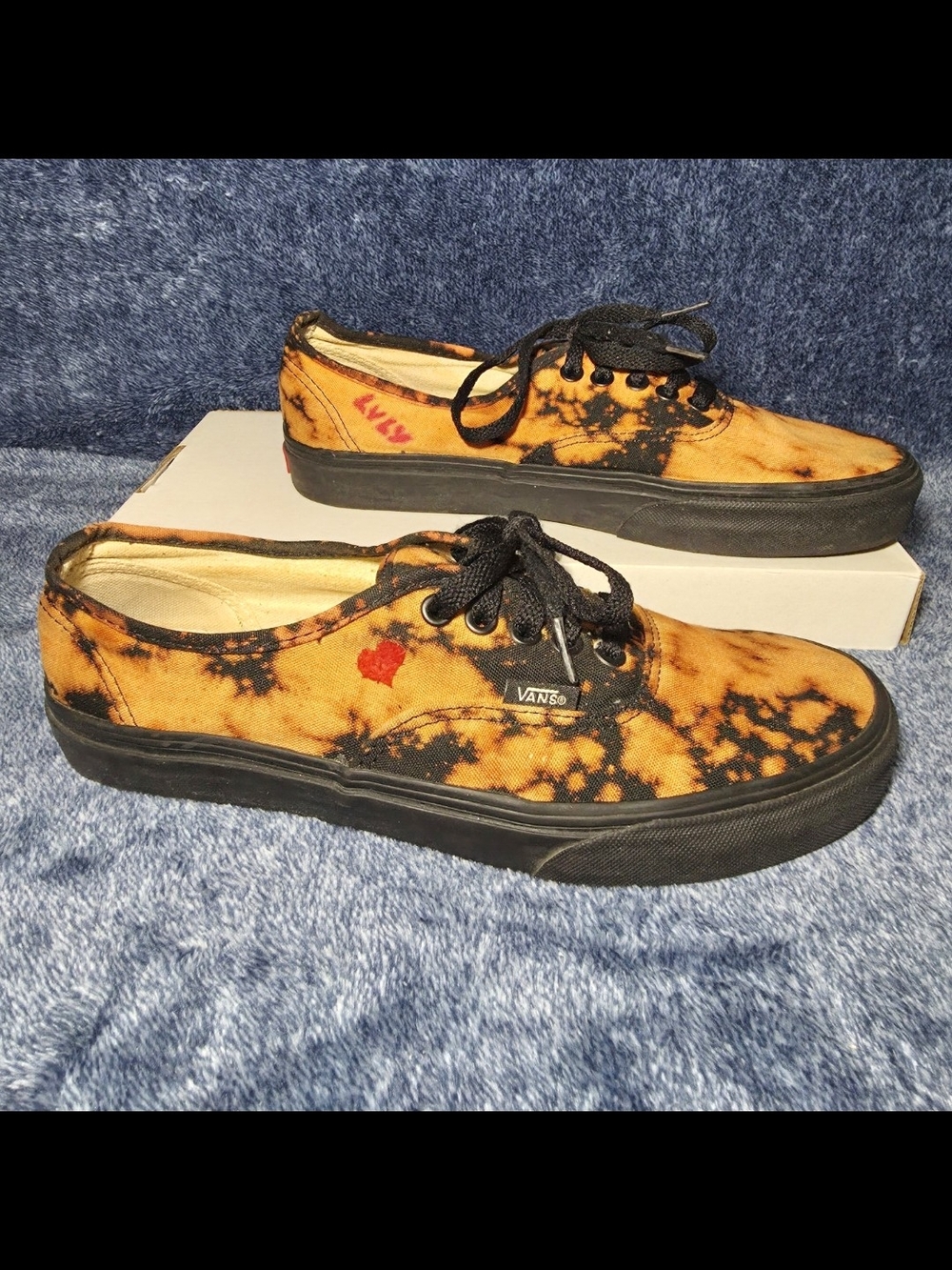 Custom Bleach-dyed Vans Authentic Canvas Sneakers (Magma)